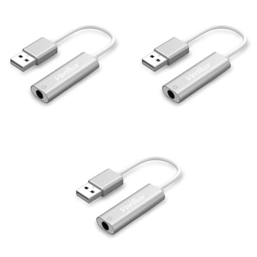 Verilux® USB Sound Card to 3.5mm Jack Audio Adapter External Stereo Splitter Converter for Windows Mac Linux Compatible with PS4 Headset Laptop PC Verilux® USB Sound Card to 3.5mm Jack Audio Adapter External Stereo Splitter Converter for Windows Mac Linux Compatible with PS4 Headset Laptop PC